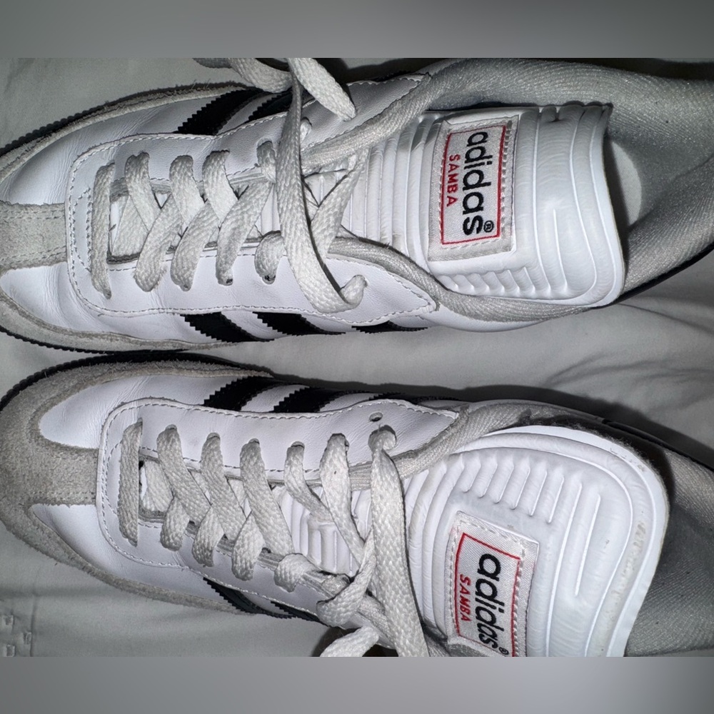 Adidas Samba White and Black Shoes with Brown Soles - Picture 7 of 8